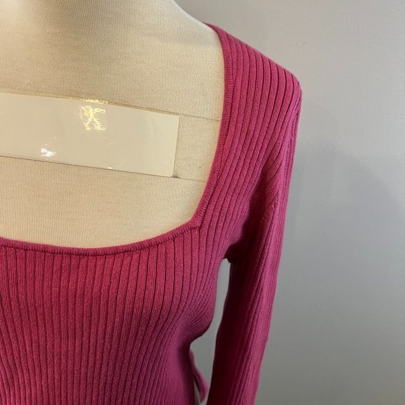 NWOT OPEN EDIT Rib Scoop Neck Sweater in Pink‎ Malaga (XL) - Picture 2 of 7